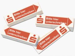 Bitte hier unterschreiben - Sparkasse Haftnotizen