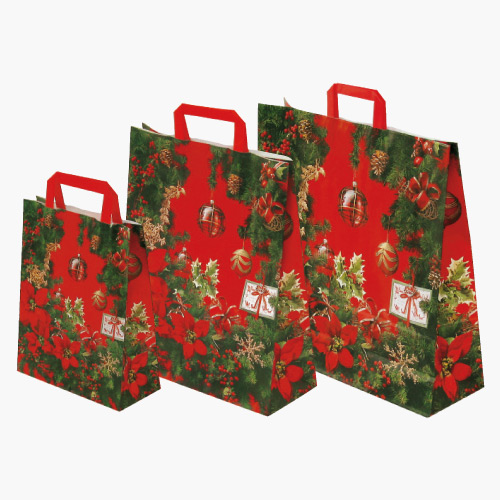 Papier Tragetasche mit \"Weihnachtssterne\" Motiv
